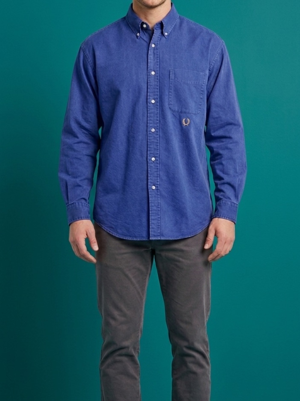 Tommy Hilfiger Men's Blue Cotton Oxford Button-Down - Picture 5 of 6